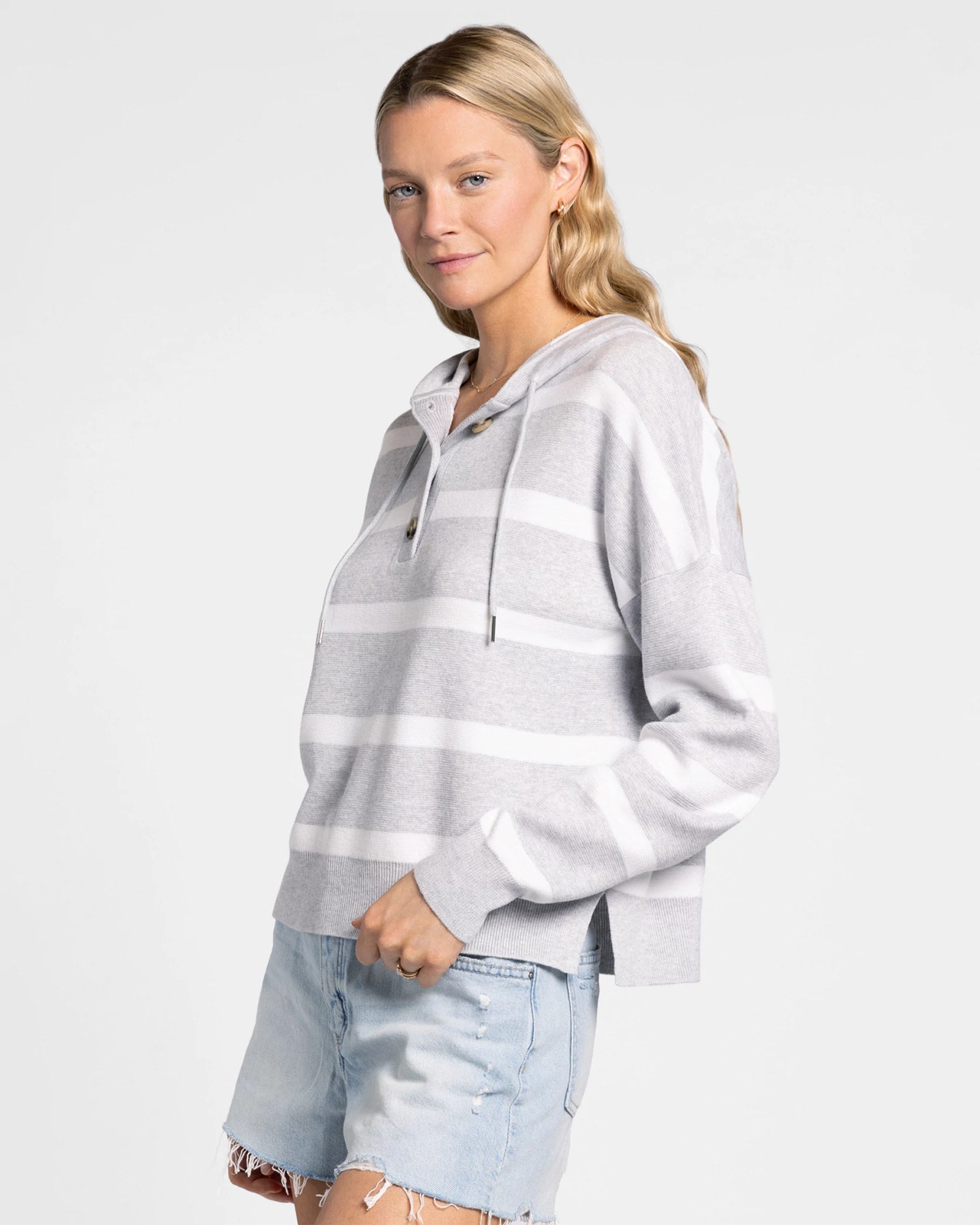 Grey White $|& Thread & Supply Brighton Top - Hanger Front