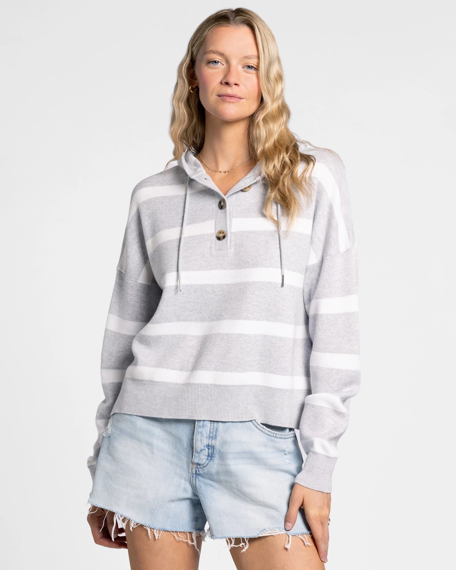 Grey White $|& Thread & Supply Brighton Top - VOF Detail