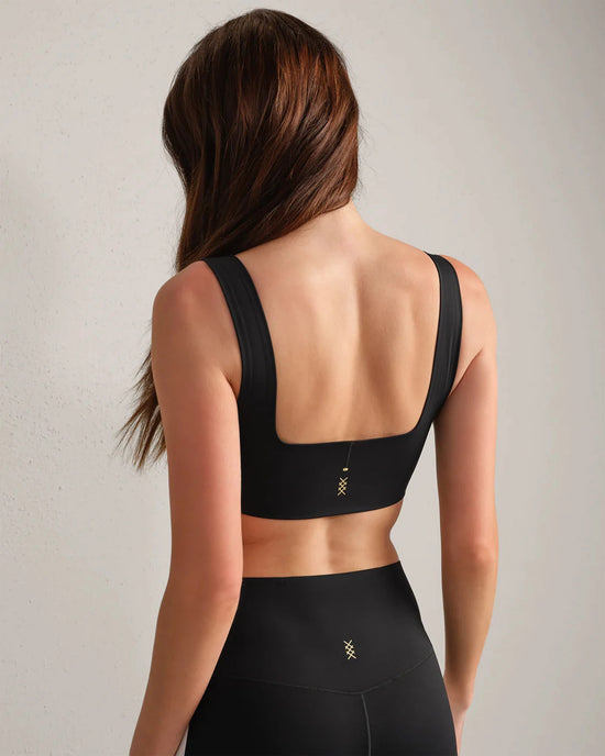 Black/Snow White $|& Rhone Revive Colorblock Bra - Hanger Side