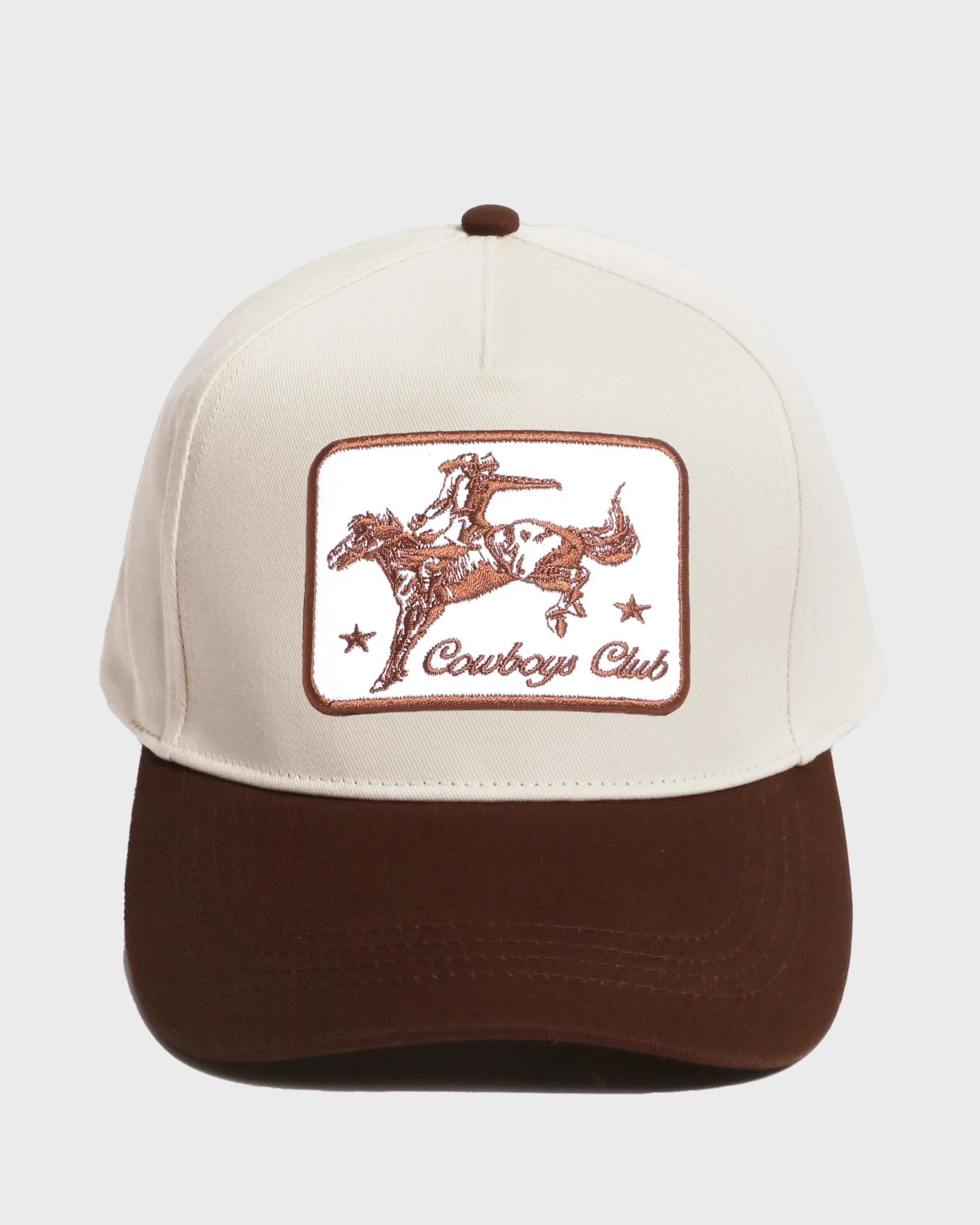 Brown $|& David & Young Cowboy Club Patch Baseball Cap - VOF Detail