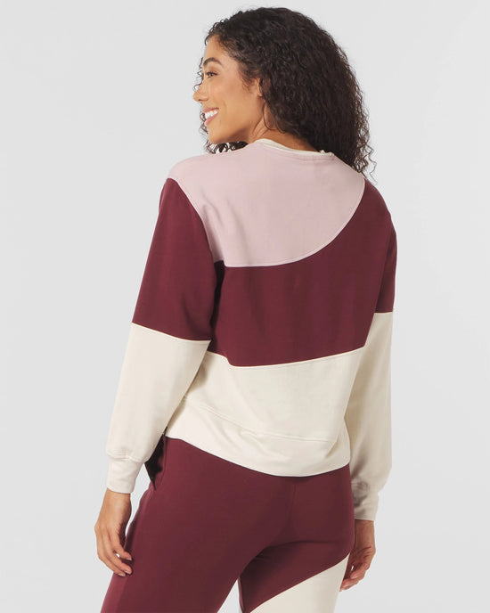 Adobe Rose/Chestnut/Oatmilk $|& Glyder Asymmetric Long Sleeve Crew - Hanger Side