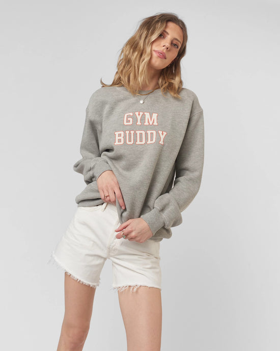 Heather Grey $|& Project Social T Gym/ Drinking Buddies Reversible Sweatshirt - VOF Detail