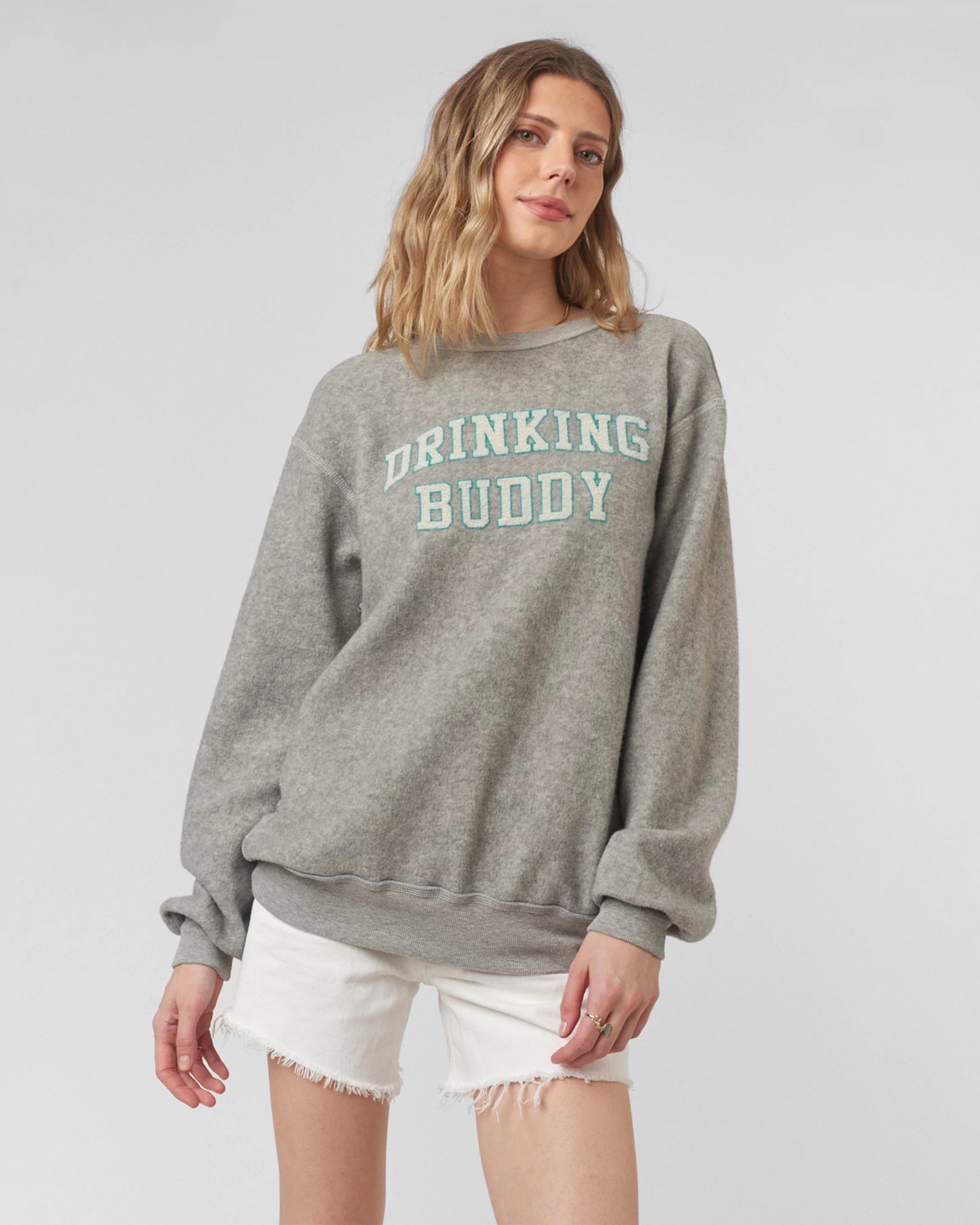 Heather Grey $|& Project Social T Gym/Drinking Buddies Reversible Sweatshirt - VOF Detail