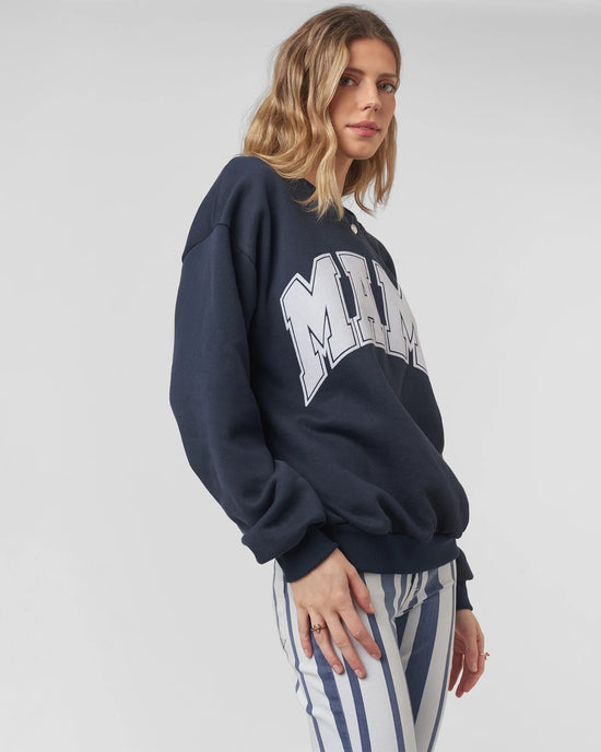 Navy Blazer $|& Project Social T Flocked Mama Sweatshirt - Hanger Front