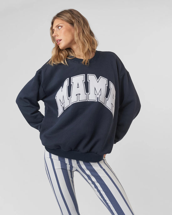Navy Blazer $|& Project Social T Flocked Mama Sweatshirt - VOF Detail
