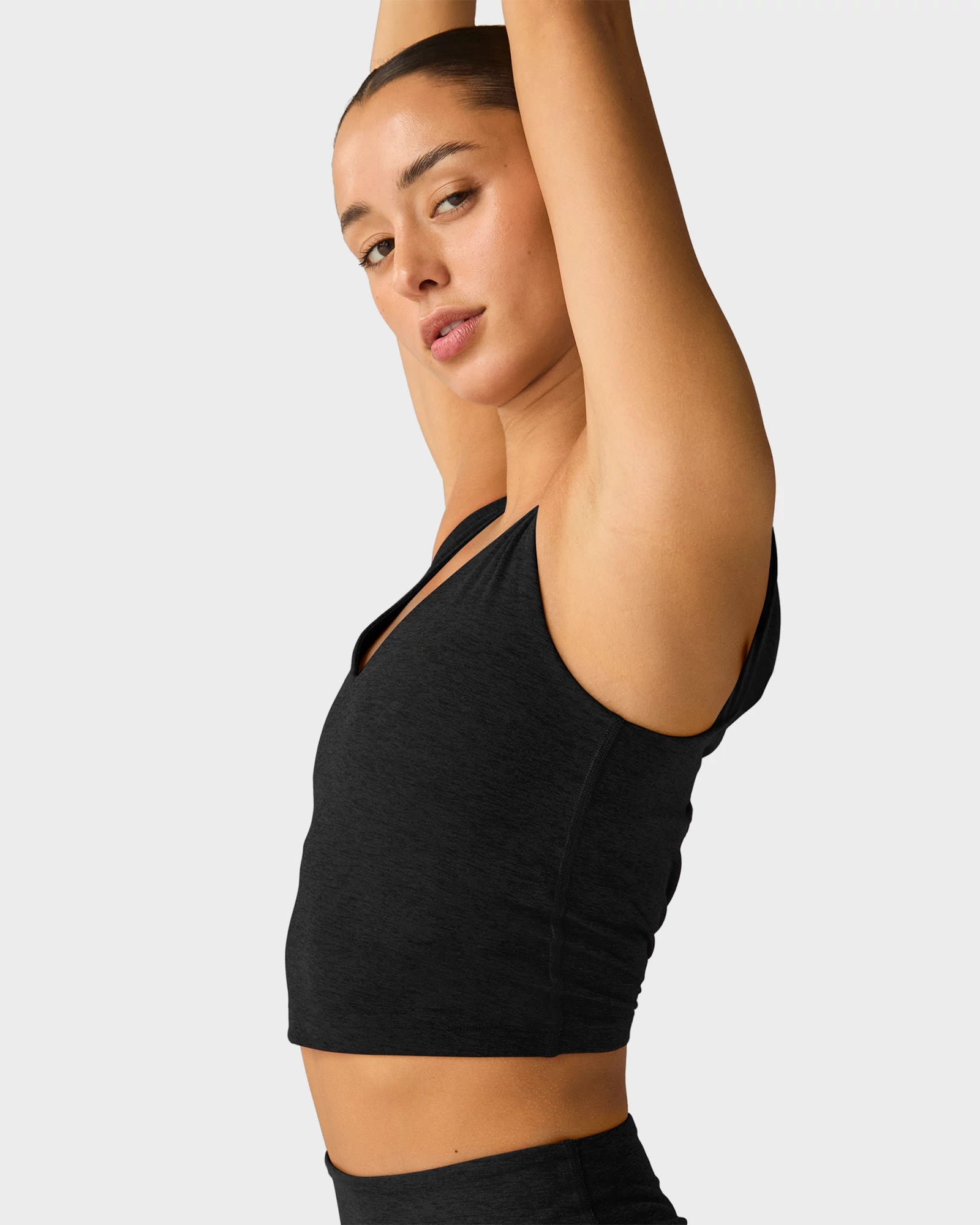 Darkest Night $|& Beyond Yoga Spacedye Good Day Cropped Tank - Hanger Front