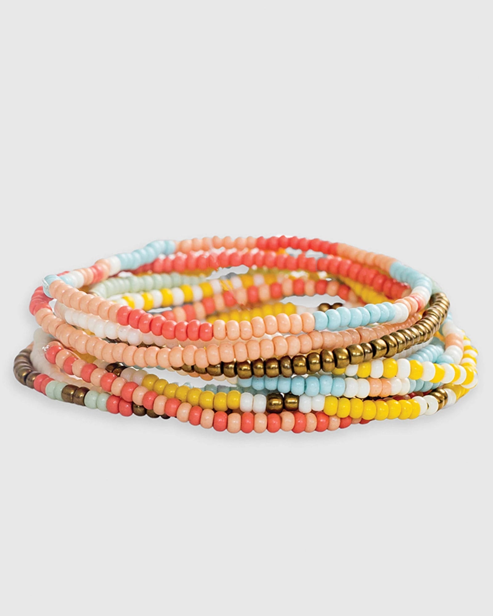 Amalfi $|& Ink + Alloy Seed Bead Stretch Bracelets - Set of 10 - VOF Detail