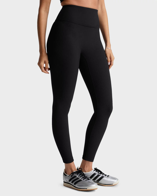 Black Onyx $|& Beyond Yoga Impulse Ribbed High Waisted Midi Legging - Hanger Front