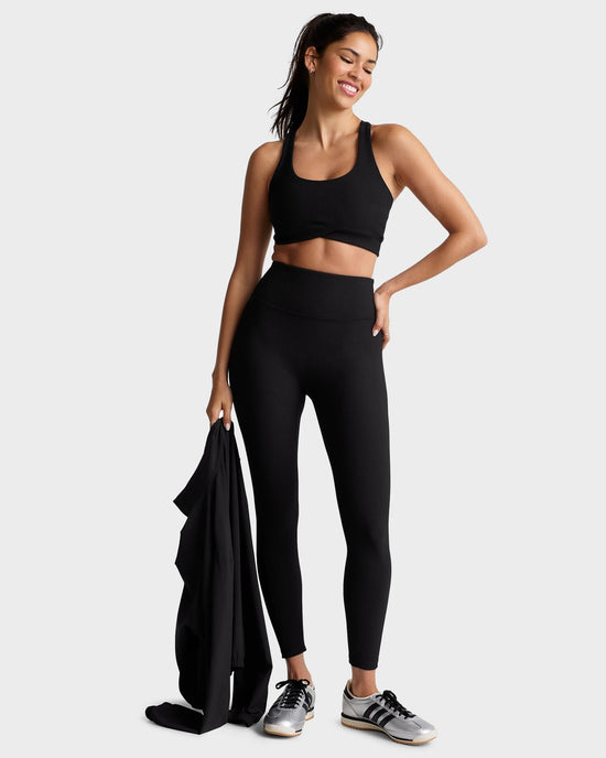 Black Onyx $|& Beyond Yoga Impulse Ribbed High Waisted Midi Legging - VOF Detail