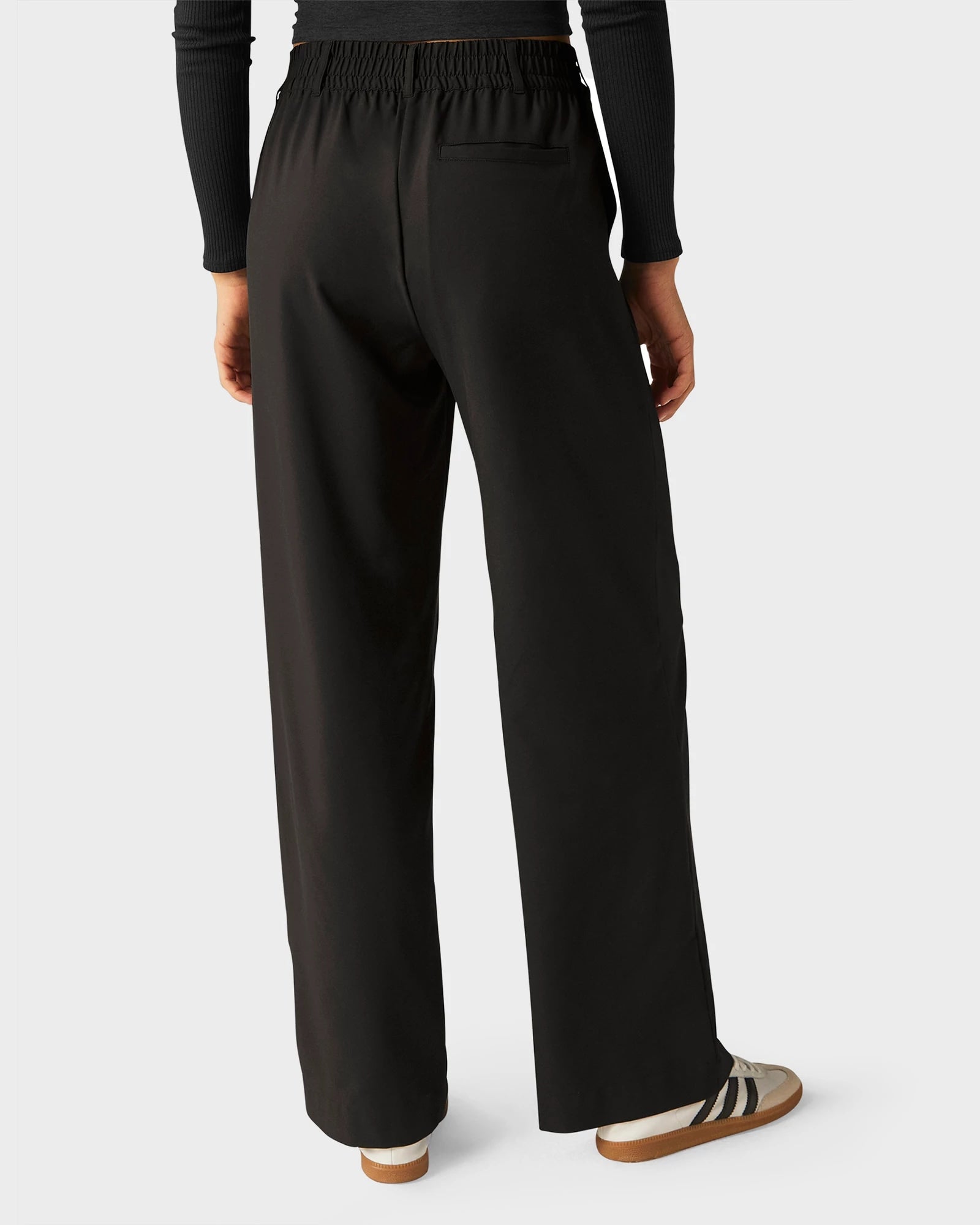 Black $|& Beyond Yoga Status Wide Leg Trousers - Hanger Side