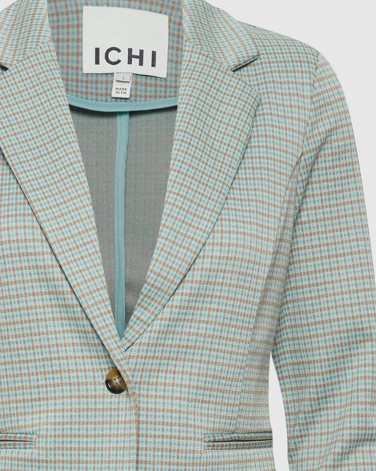 Ether Check Print $|& ICHI Kate Knit Blazer - Hanger Back