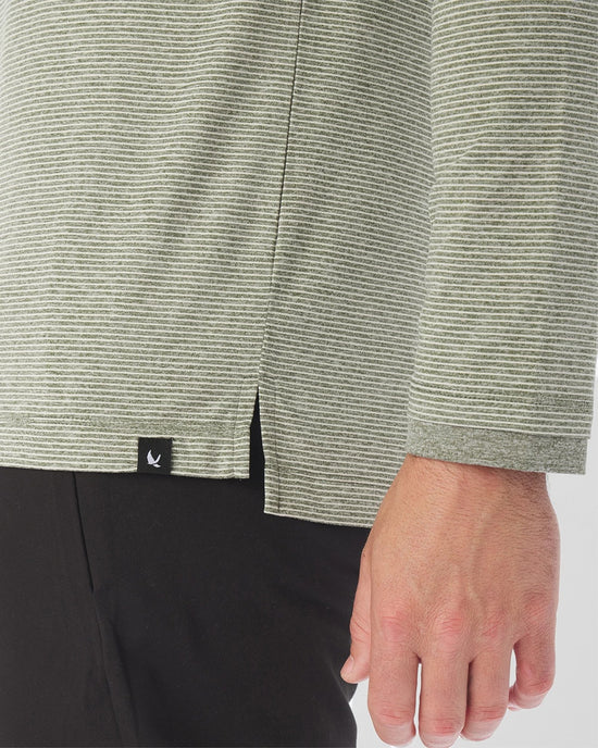 Forest Heather Oatmilk Stripe $|& Glyder Taclite Hoodie - Hanger Back