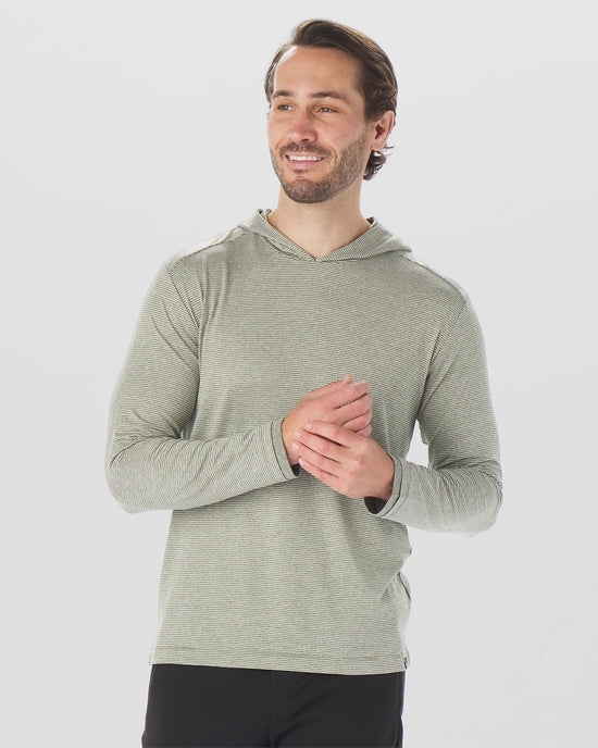 Forest Heather Oatmilk Stripe $|& Glyder Taclite Hoodie - VOF Detail