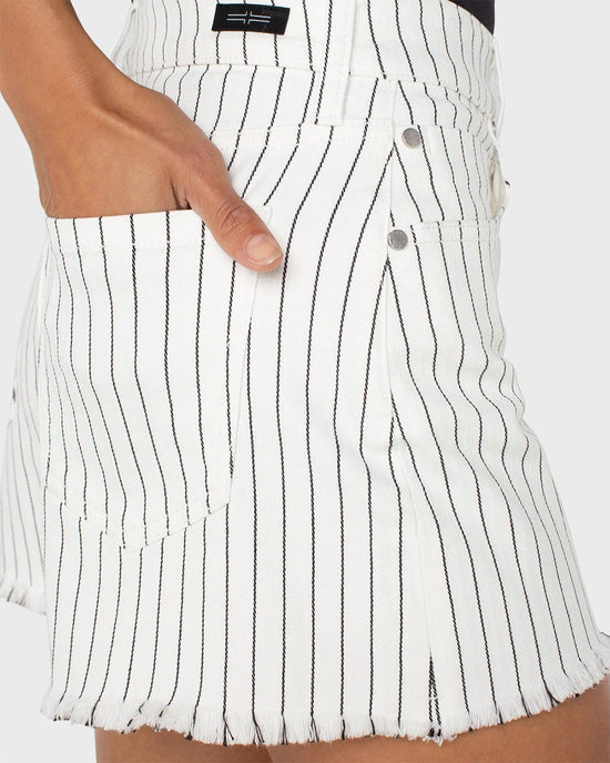 White Black Pinstripe $|& Liverpool Christine High Rise Frayed Hem Short - Hanger Back