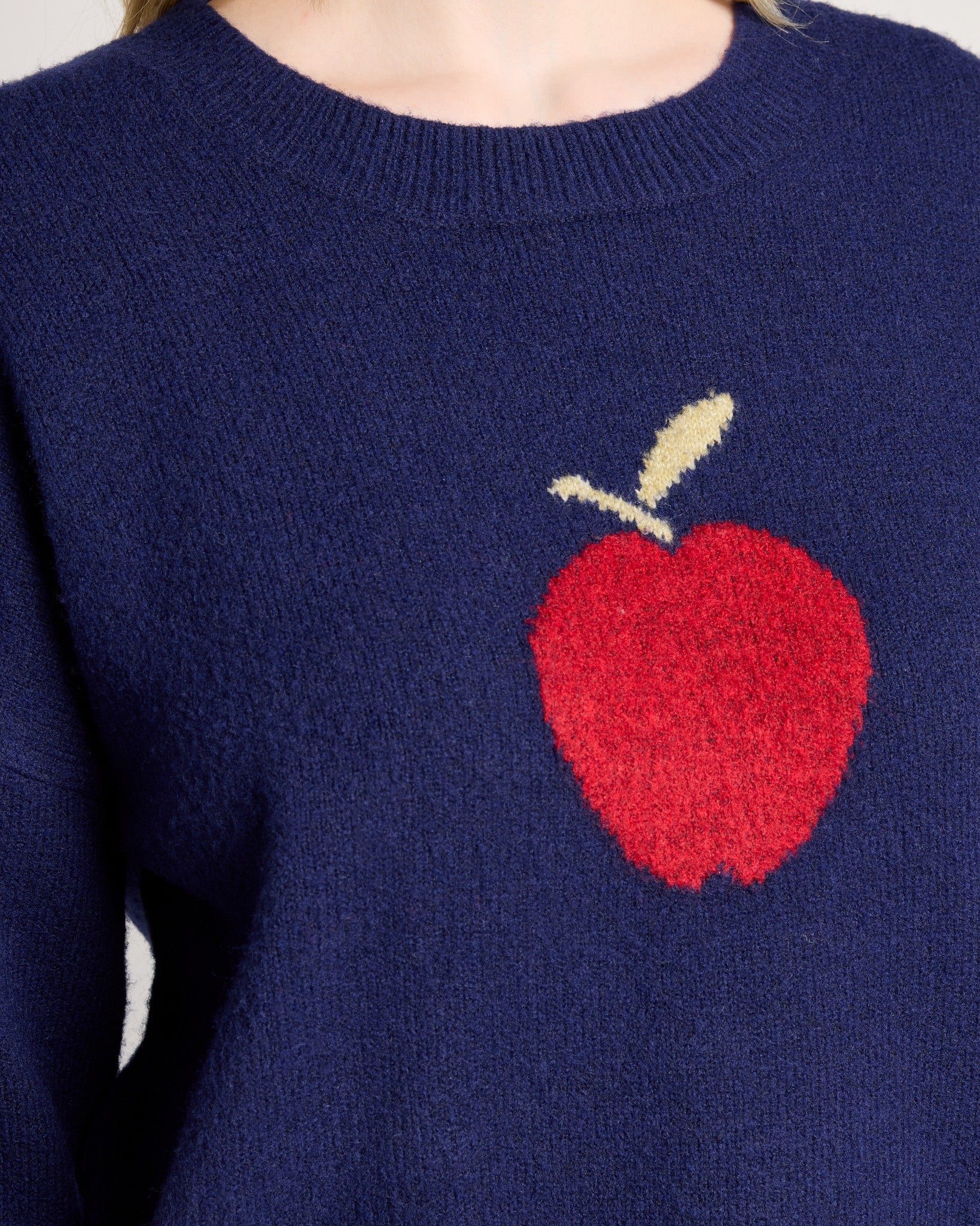 Navy $|& Bobeau An Apple a Day Sweater - SOF Full Front