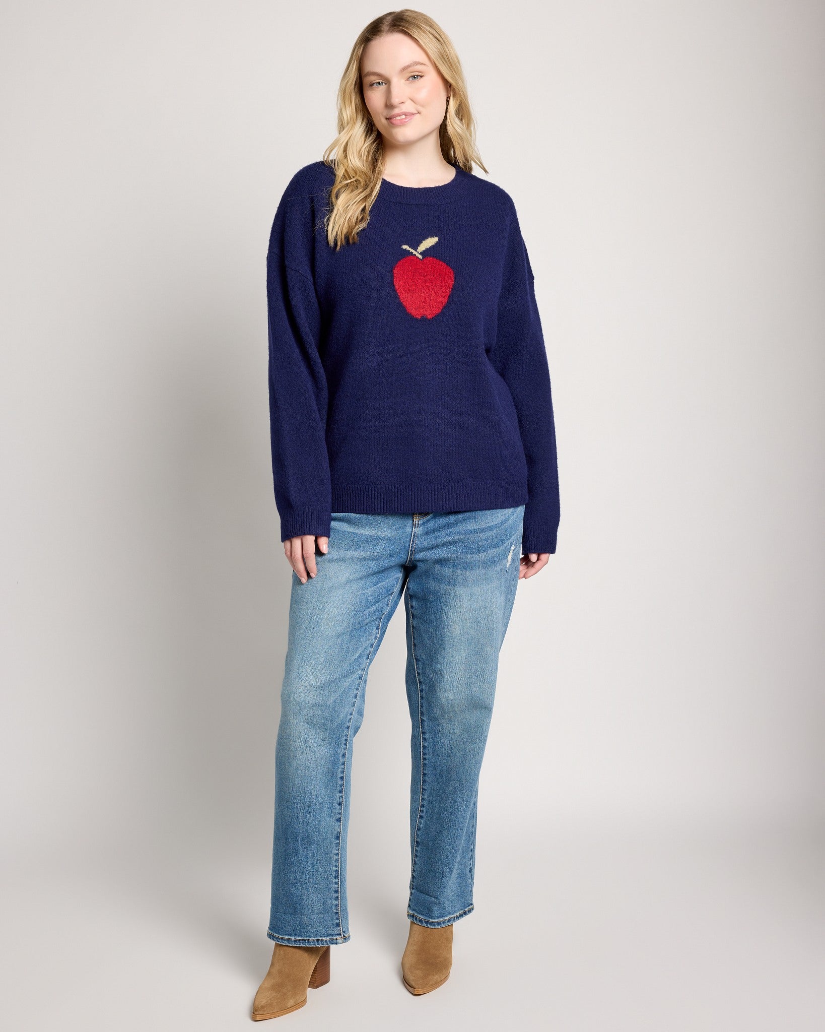 Navy $|& Bobeau An Apple a Day Sweater - UGC On Fig