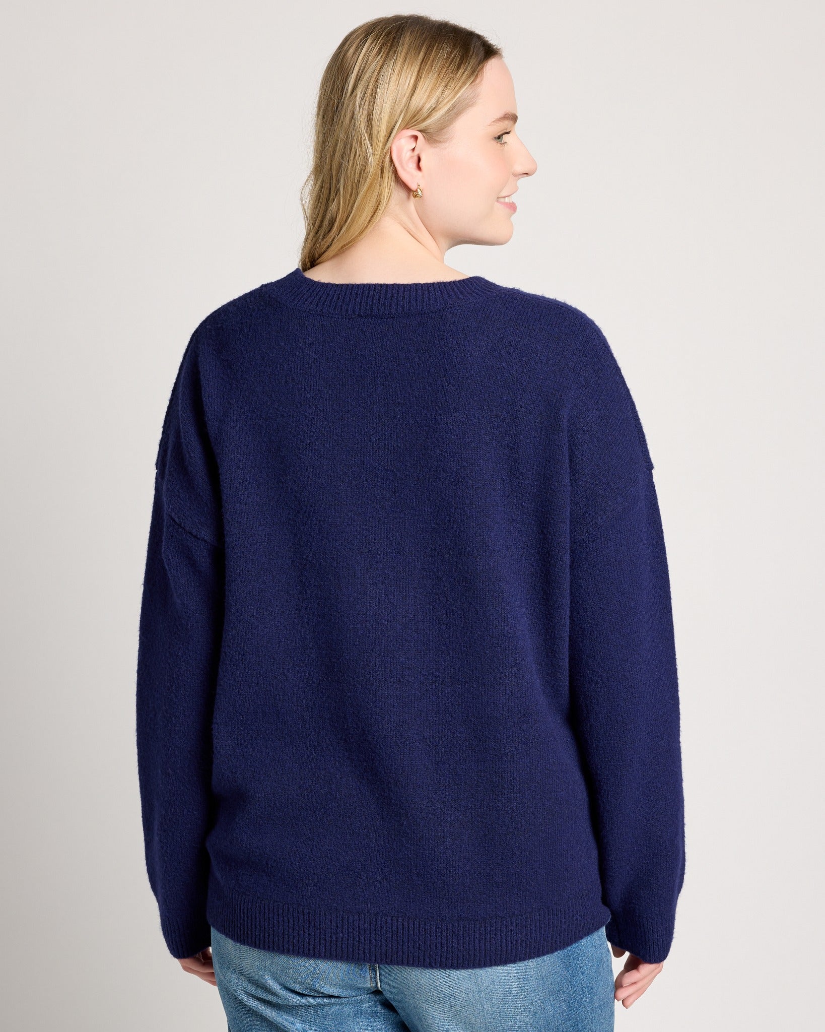 Navy $|& Bobeau An Apple a Day Sweater - SOF Back