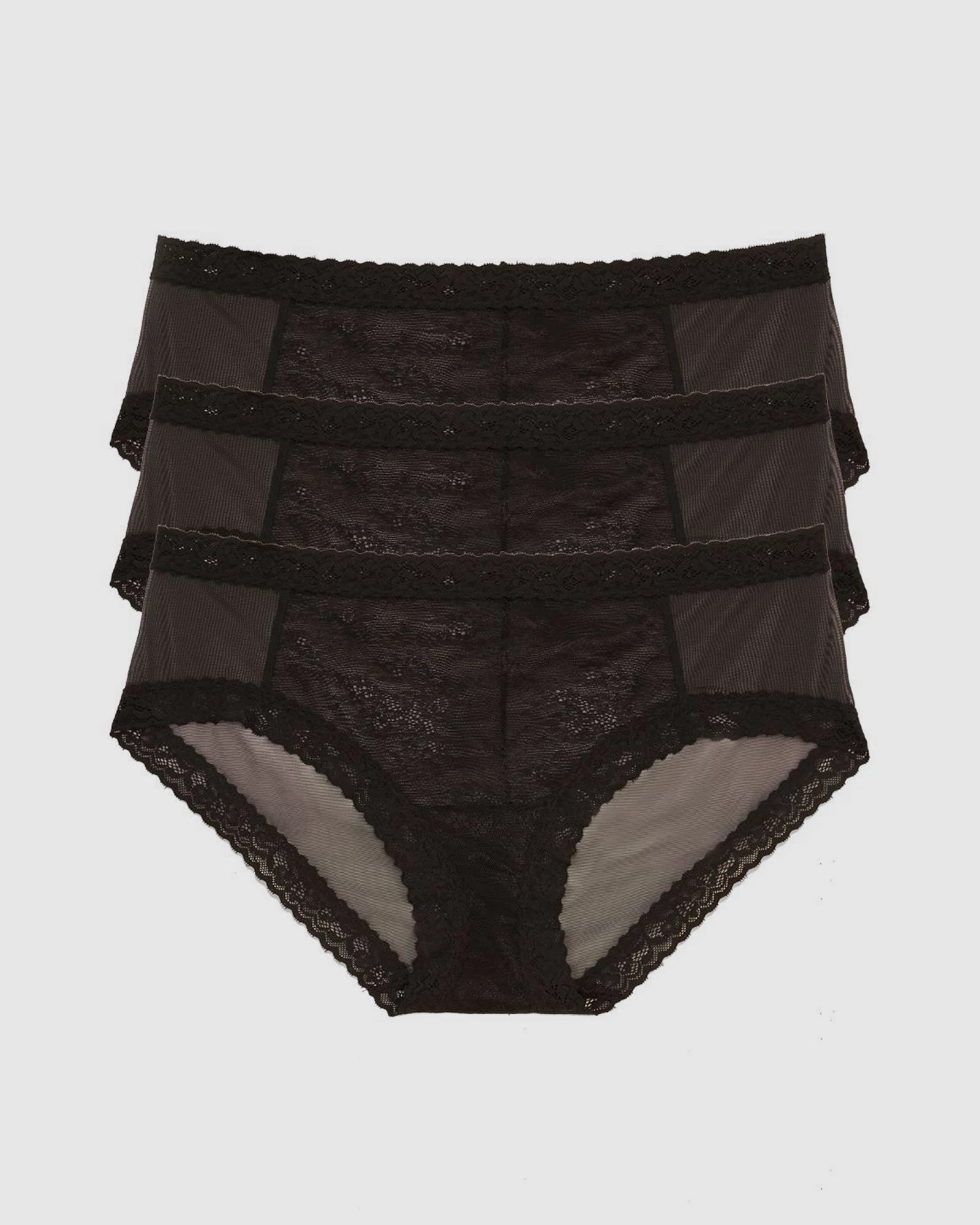 Black $|& Natori Escape Girl Brief 3 Pack - SOF Front