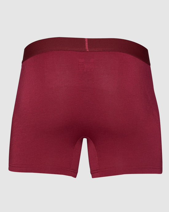 Burgundy Red $|& Wood Underwear 3" Boxer Brief With Fly - Hanger Side