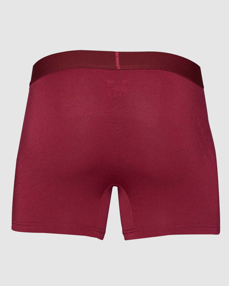 Burgundy Red $|& Wood Underwear 3" Boxer Brief With Fly - Hanger Side