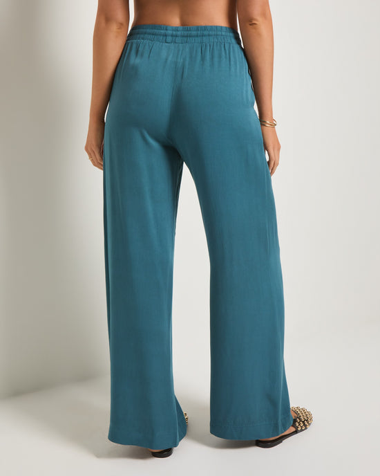 Washed Deep Sea $|& SEAS Sunset Drawstring Wide Leg Pant - SOF Back