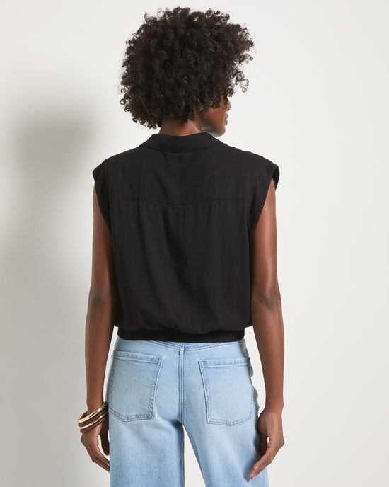 Washed Black $|& SEAS Charm Knot Sleeveless Shirt - SOF Back