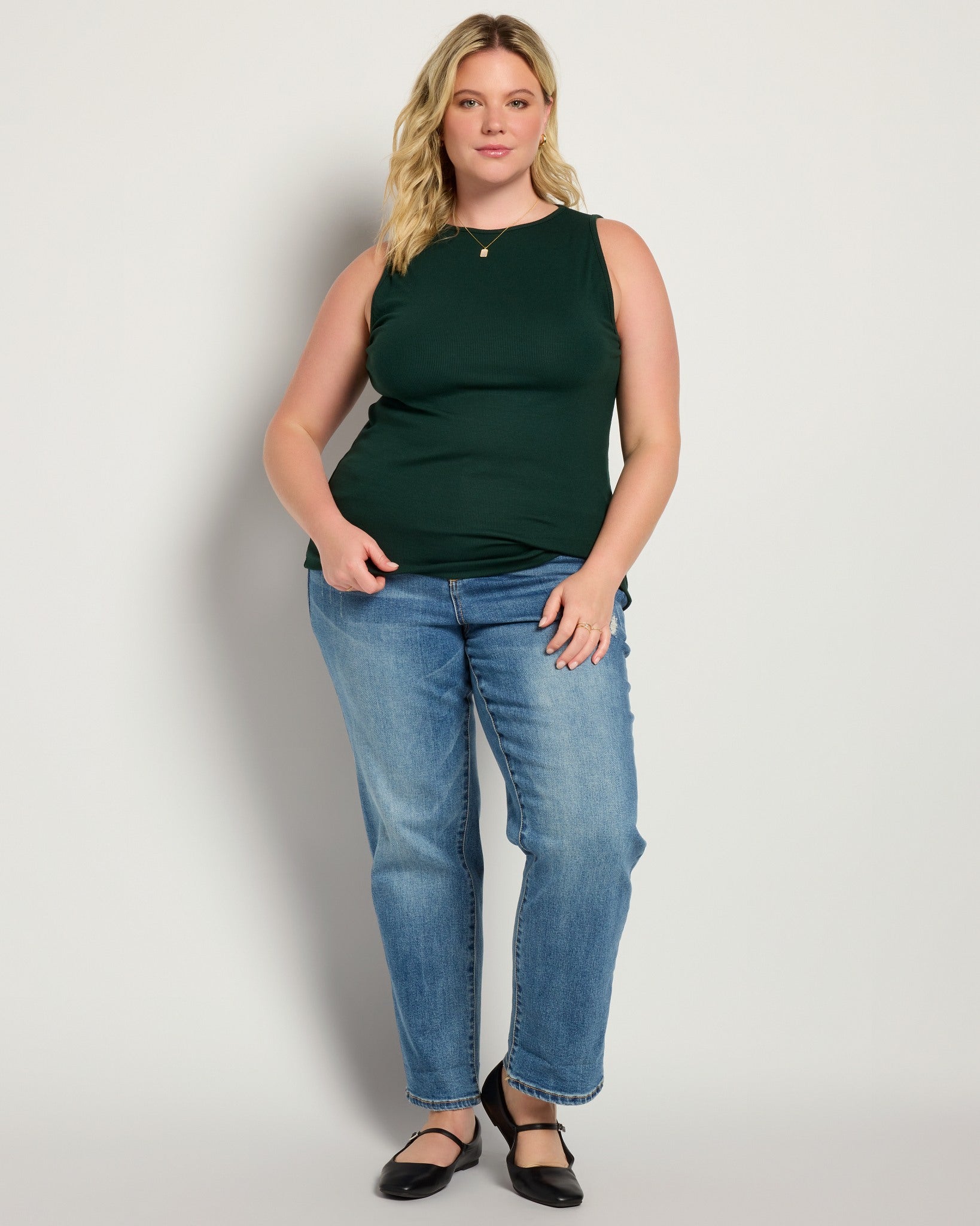 Hunter Green $|& SEAS Boat Neck Tank - UGC On Fig