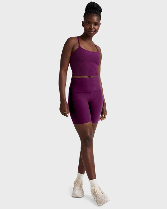 Aubergine Beet $|& Beyond Yoga Spacedye Slim Racerback Cropped Tank - VOF Detail