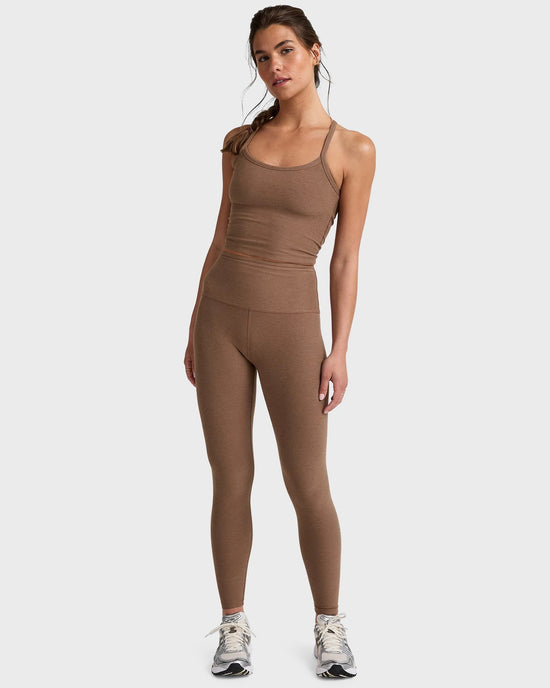 True Chocolate Heather $|& Beyond Yoga Spacedye Caught In The Midi High Waisted Legging - VOF Detail