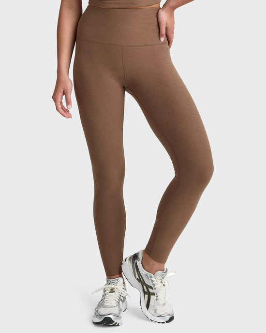 True Chocolate Heather $|& Beyond Yoga Spacedye Caught In The Midi High Waisted Legging - VOF Detail