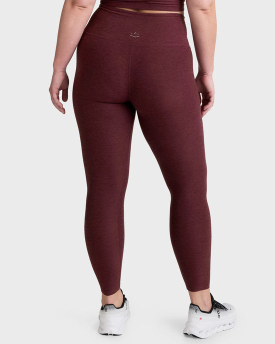 Midnight Burgundy Heather $|& Beyond Yoga Spacedye Caught In The Midi High Waisted Legging - Hanger Side