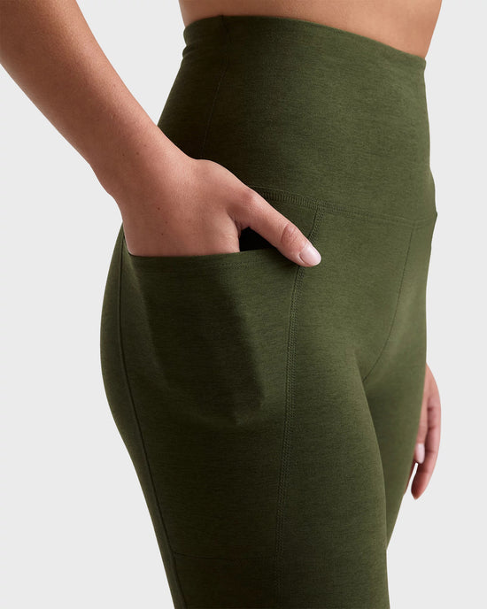 Army Green Heather $|& Beyond Yoga Spacedye Out Of Pocket High Waisted Midi Legging - Hanger Back