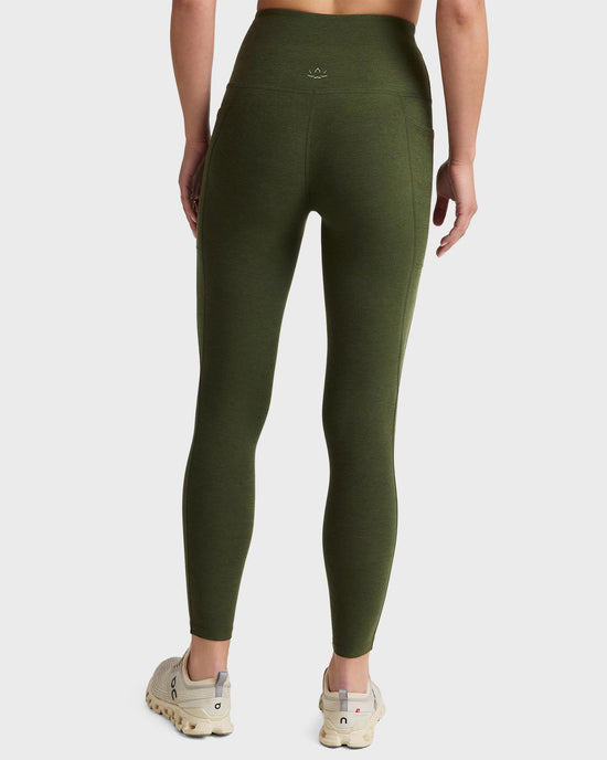 Army Green Heather $|& Beyond Yoga Spacedye Out Of Pocket High Waisted Midi Legging - Hanger Side