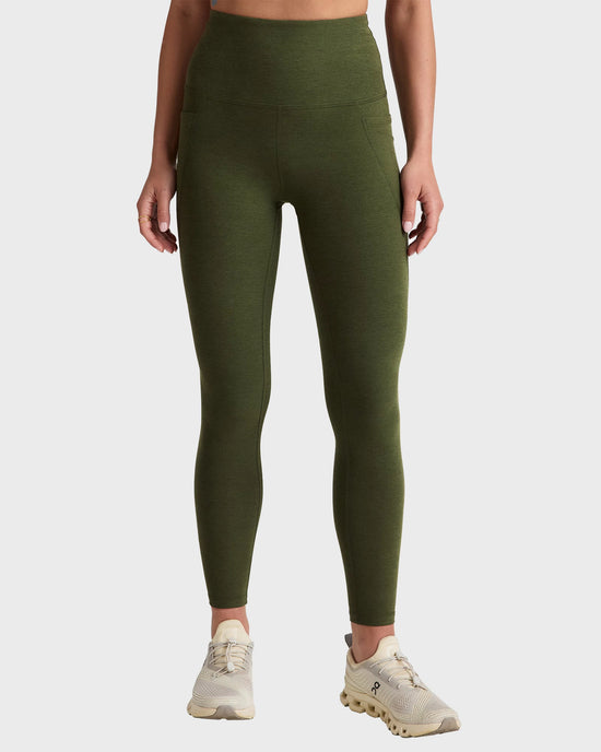Army Green Heather $|& Beyond Yoga Spacedye Out Of Pocket High Waisted Midi Legging - VOF Detail