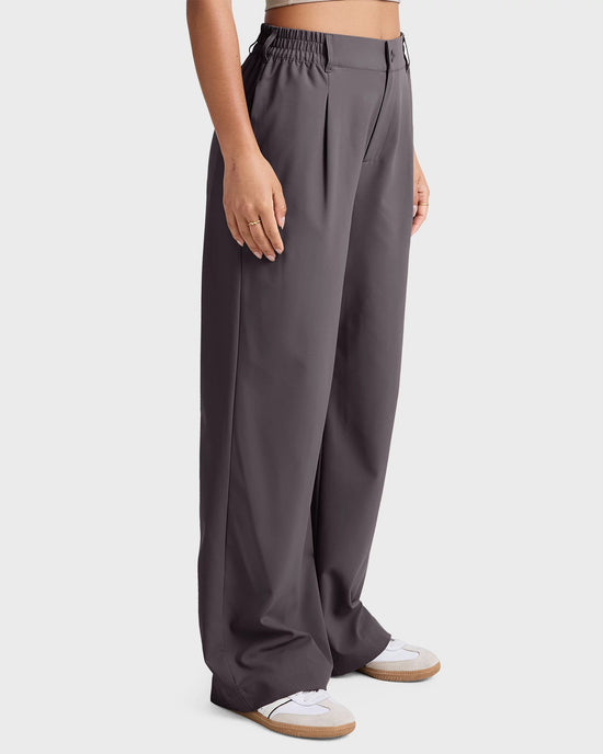 Soft Umber $|& Beyond Yoga Status Wide Leg Trousers - Hanger Front