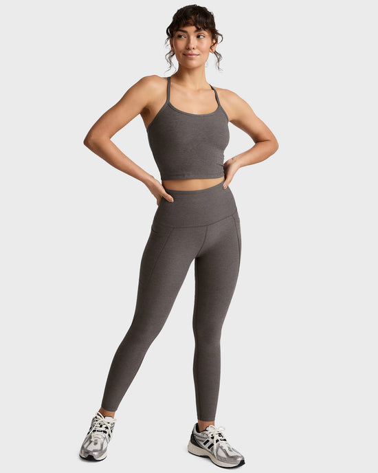 True Gray Heather $|& Beyond Yoga Spacedye Out Of Pocket High Waisted Midi Legging - VOF Detail