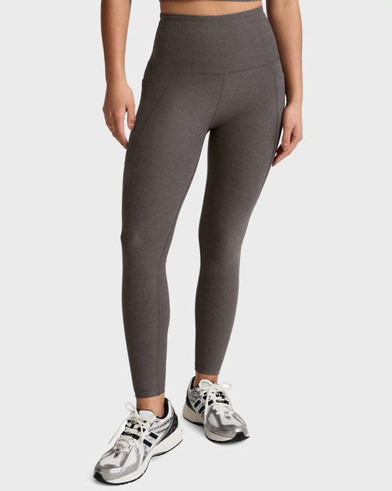 True Gray Heather $|& Beyond Yoga Spacedye Out Of Pocket High Waisted Midi Legging - VOF Detail