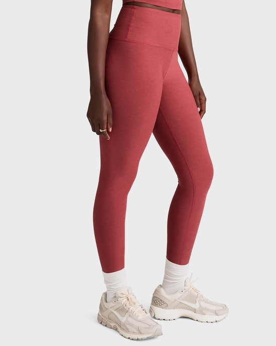 Faded Rose Heather $|& Beyond Yoga Spacedye Caught In The Midi High Waisted Legging - Hanger Front