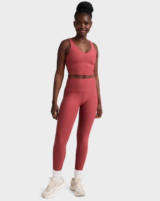 Faded Rose Heather $|& Beyond Yoga Spacedye Caught In The Midi High Waisted Legging - VOF Detail