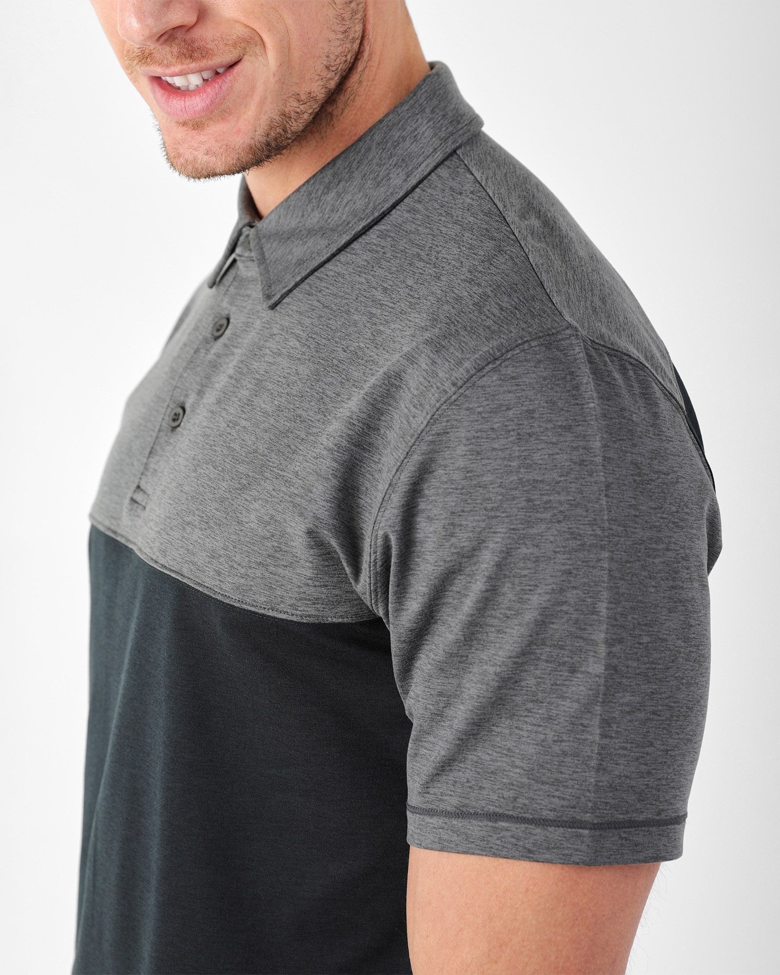 Black/Carbon $|& Glyder Chest Half Way Polo - Hanger Back