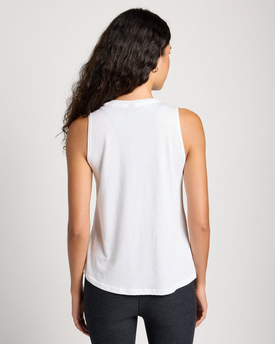 White $|& Interval Good Vibes Grace Muscle Tank - SOF Back