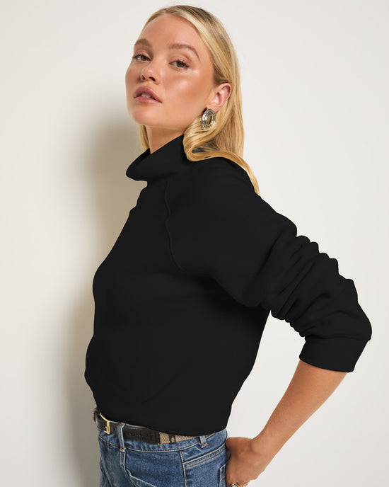 Black $|& SEAS Sunrise Mock Neck Sweatshirt - SOF Full Front