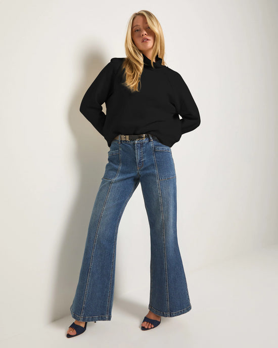 Black $|& SEAS Sunrise Mock Neck Sweatshirt - UGC On Fig