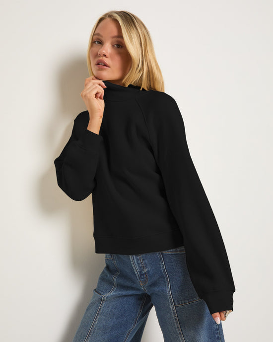 Black $|& SEAS Sunrise Mock Neck Sweatshirt - SOF Front