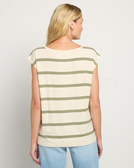 Cream Stripe $|& SEAS Brentwood Boat Neck Stripe Top - SOF Back