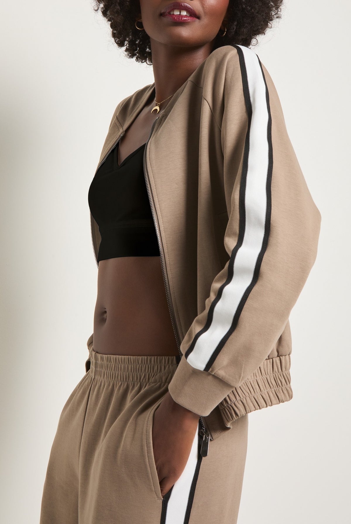 Sand Stone $|& Interval Warm Up Hooded Jacket - VOF Side