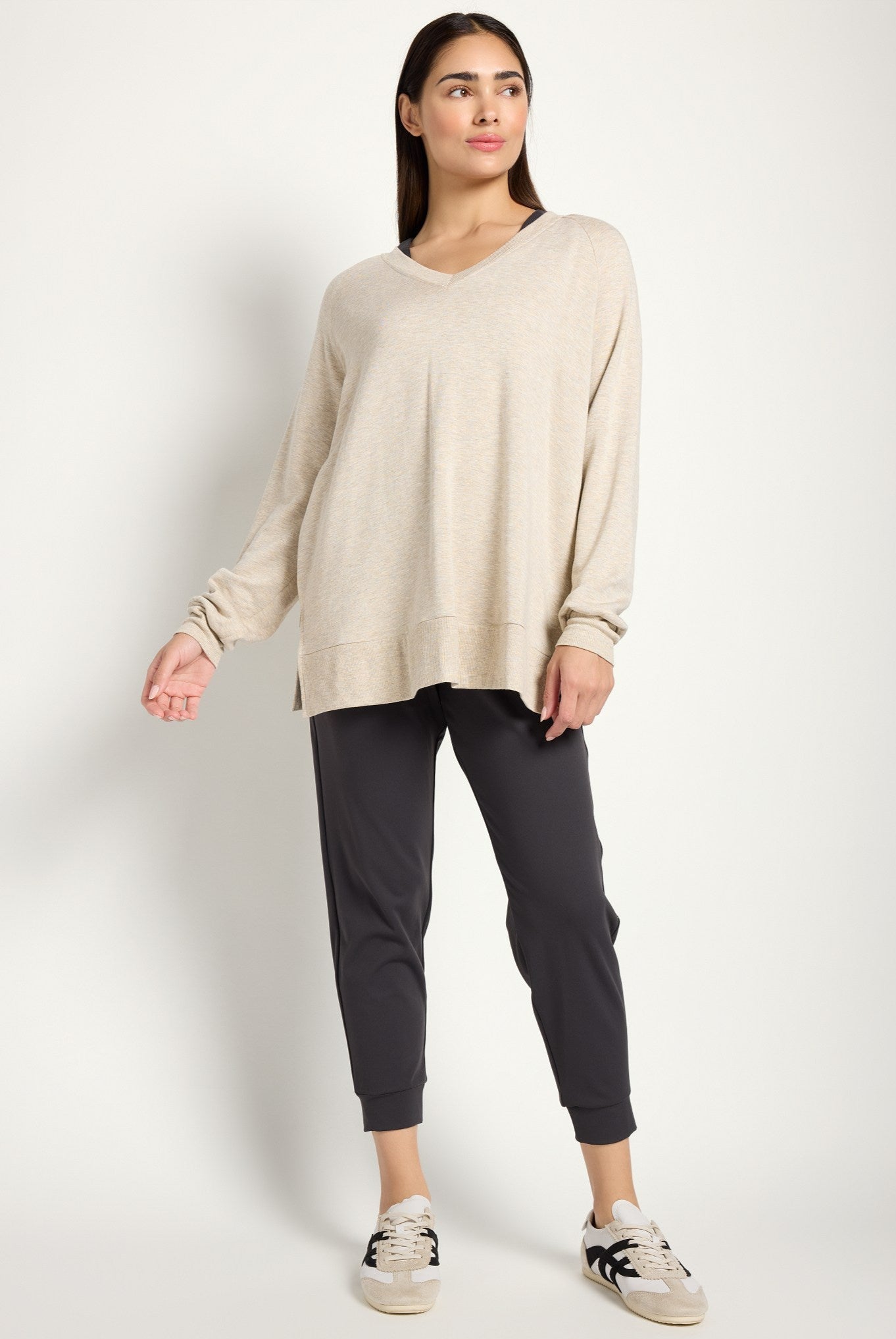Marble $|& Interval Flex Fleece V-Neck Top - UGC On Fig