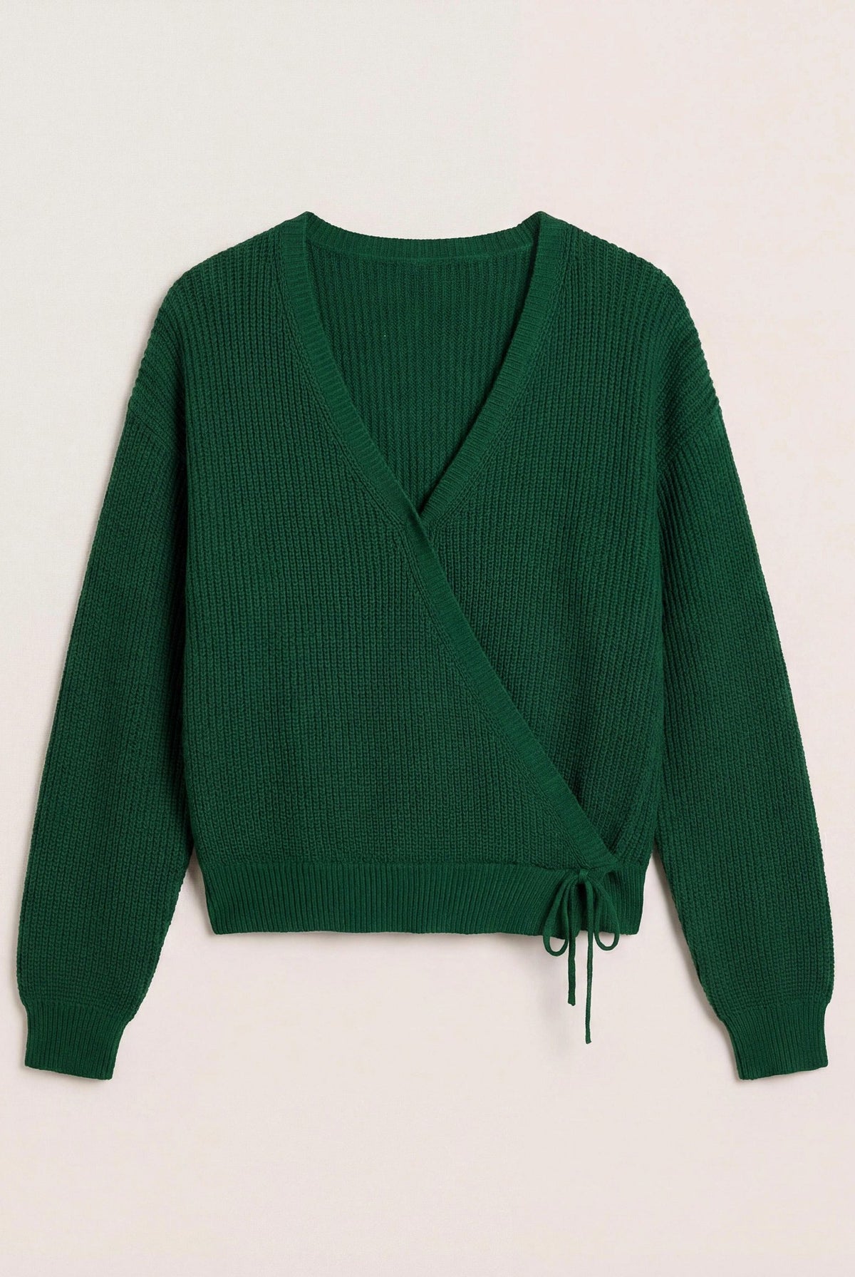 Turf Green $|& Interval Surplice Wrap Sweater - Hanger Detail
