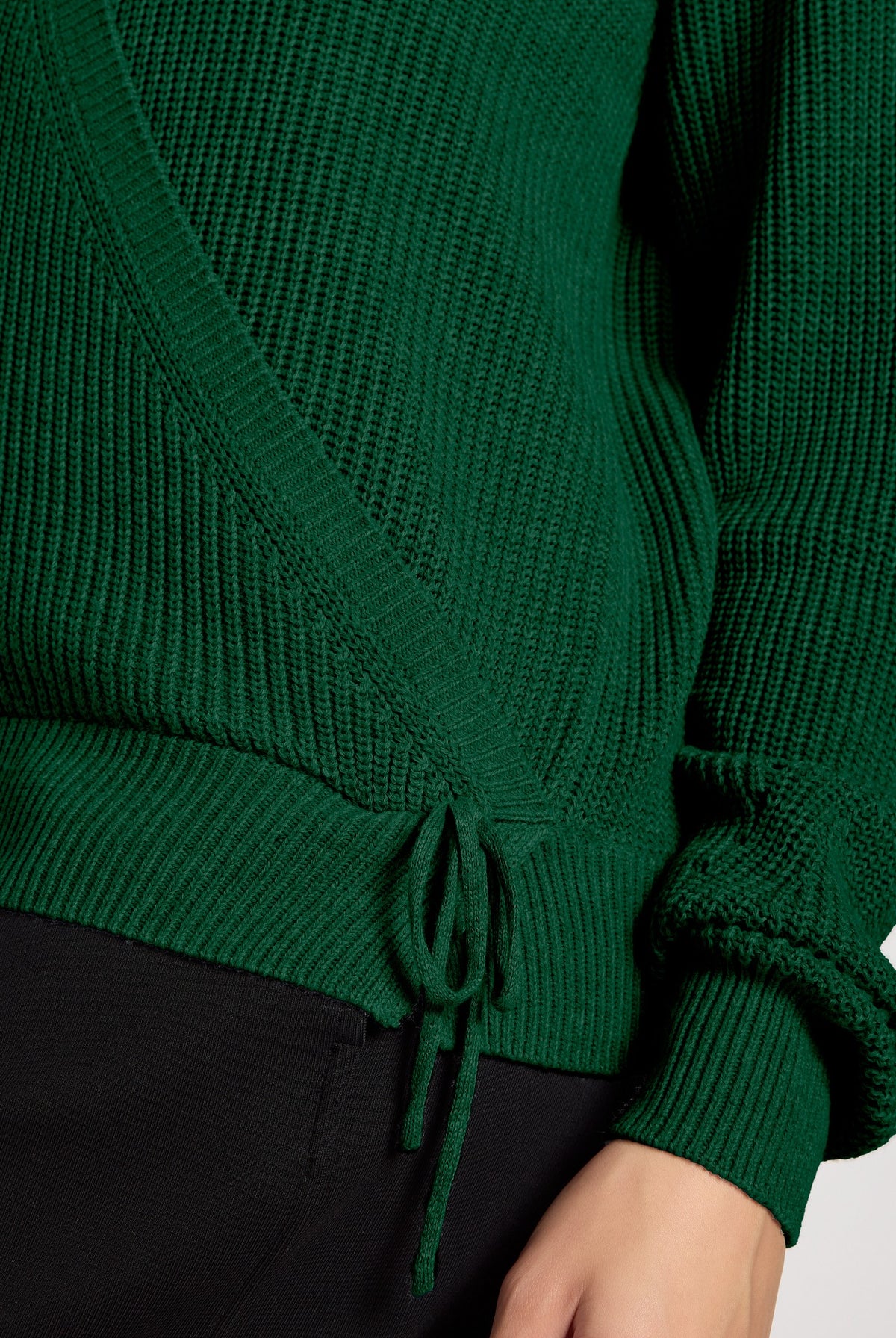 Turf Green $|& Interval Surplice Wrap Sweater - SOF Full Front