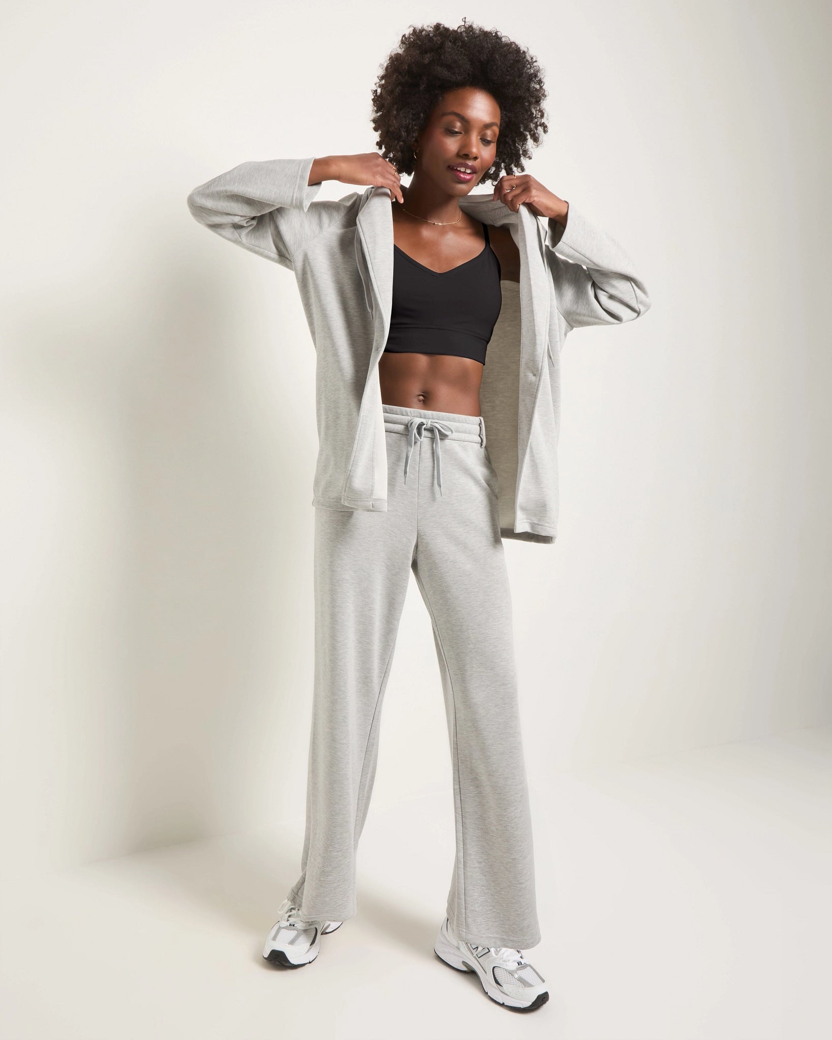 Light Heather Grey $|& Interval Power Move Wide Leg Pant - UGC On Fig